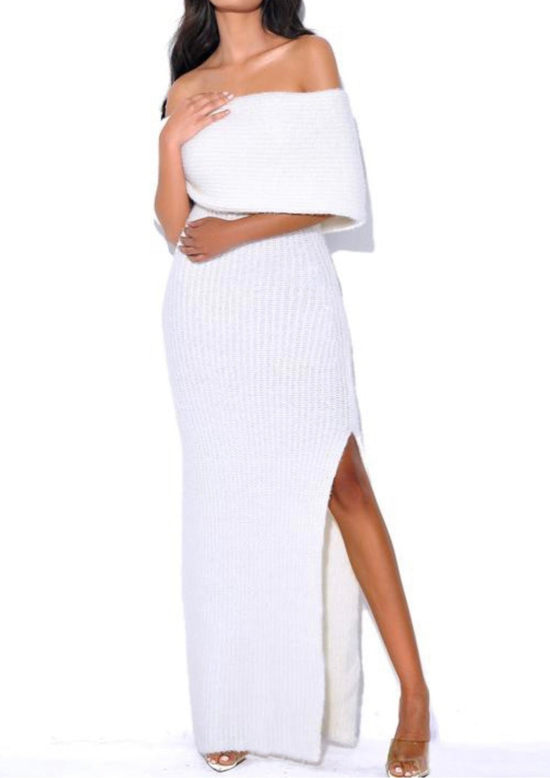 Double slit white top dress